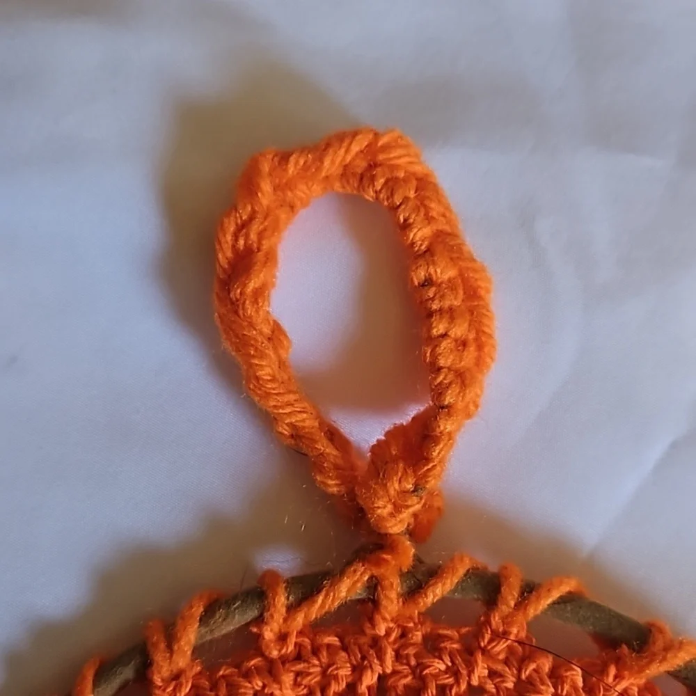 Hand Crafted Dreamcatcher Crochet orange handmade knit floral fall decor